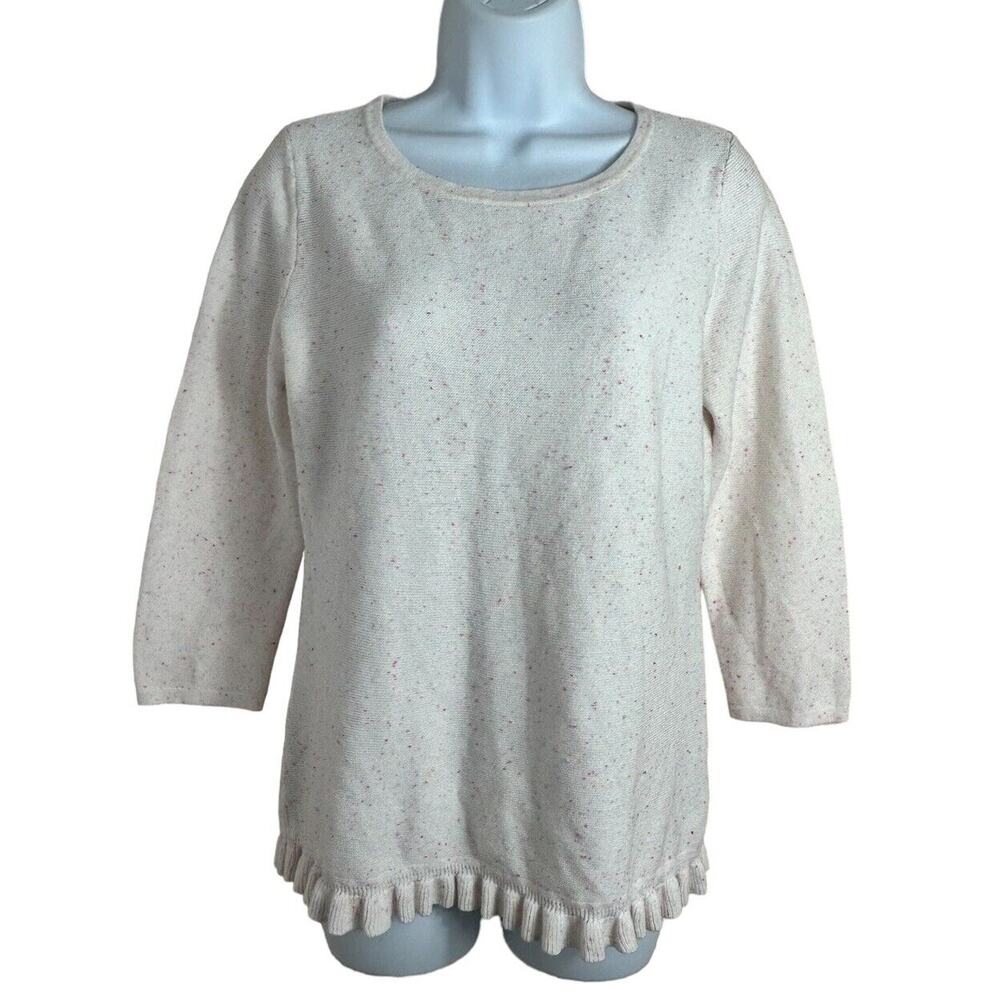 Talbots Pullover Sweater Speckled Sweater Sz Small Pastels 3/4 Sleeve New